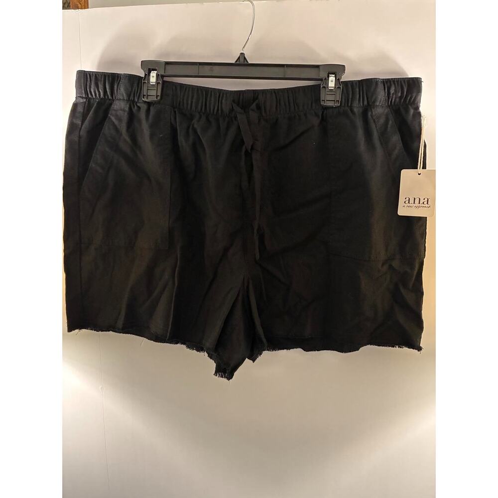 A.N.A. A New Approach Shorts Womens XXL Black Drawstring Pull On Frayed Hem